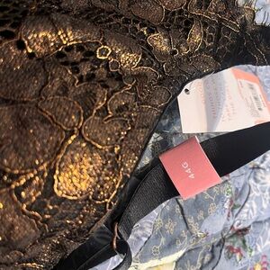 Cacique Black and Gold Lace Bra